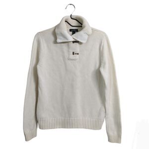 Lauren Jeans Co Ralph Lauren Women Cotton Ivory Pullover Sweater Shawl Neck M